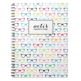Carnet Motif de lunettes Nerd multicouleurs personnalisée