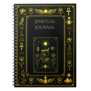 Carnet Motif de luxe en noir et or de symboles égyptiens