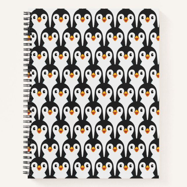 Carnet Motif de manchot moderne noir et blanc (Devant)