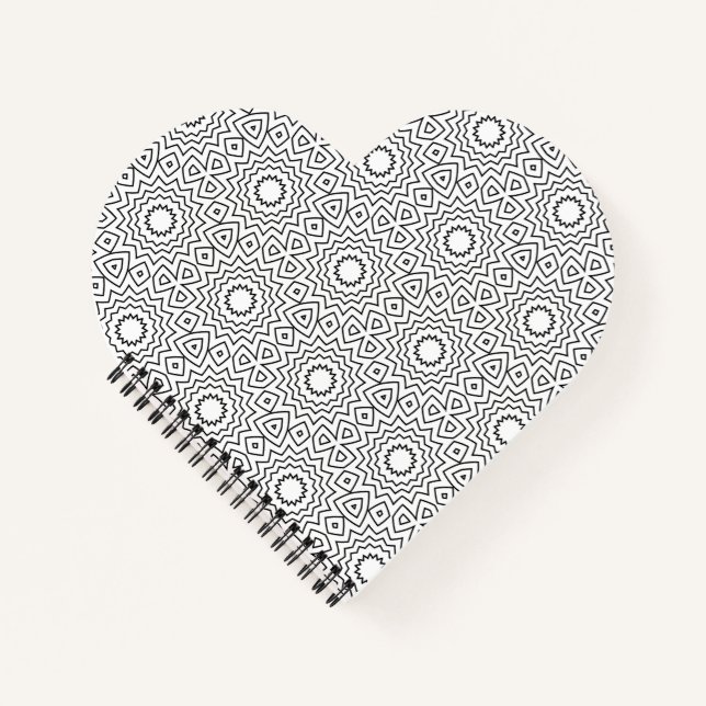 Carnet Motif de mandala géométrique noir et blanc moderne (Devant)