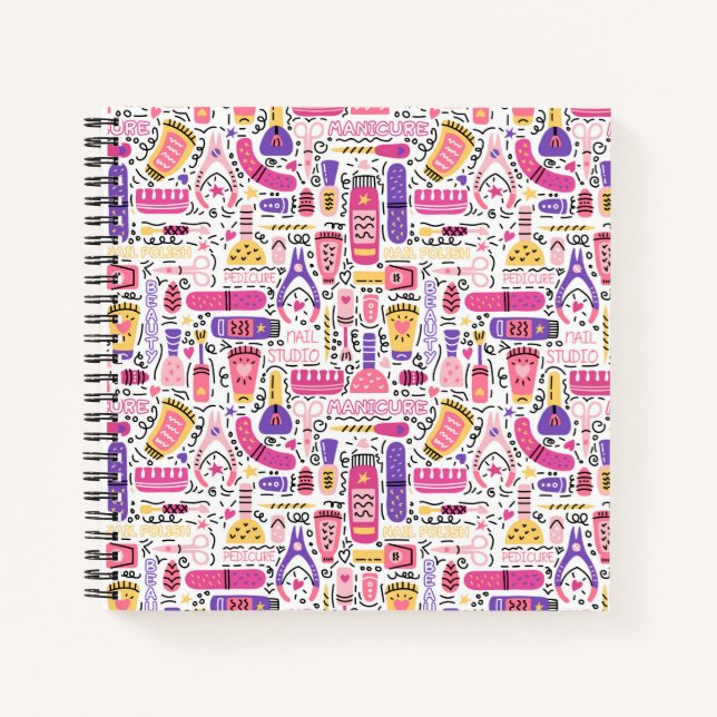 Carnet Motif de manucure à doodle mignon (Devant)