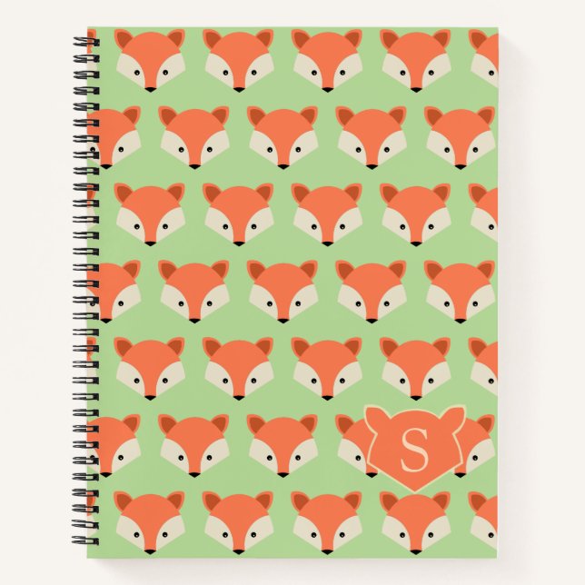 Carnet Motif de Mare Fox sur Green Monogram (Devant)