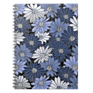Carnet Motif de marguerite bleu et blanc