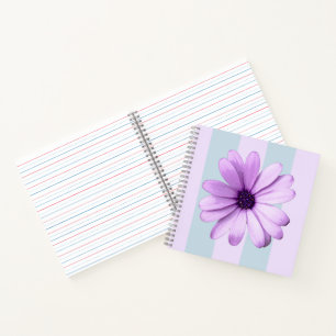 Carnet motif de marguerite rayée de bleu et de violet