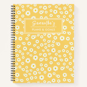 Carnet Motif de marguerites de printemps de Boho jaune