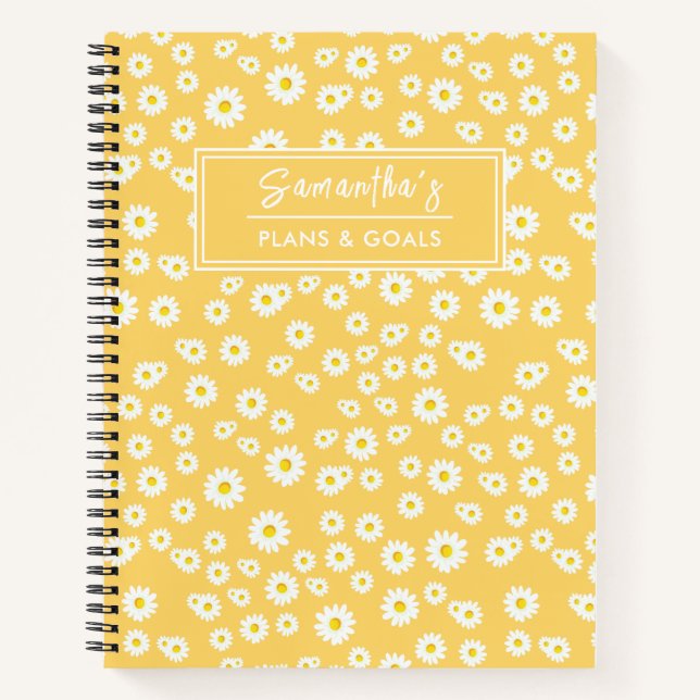 Carnet Motif de marguerites de printemps de Boho jaune (Devant)