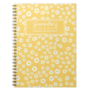 Carnet Motif de marguerites de printemps de Boho jaune