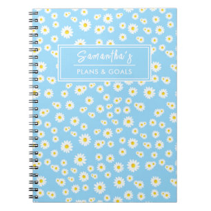 Carnet Motif de marguerites printanières bleu boho
