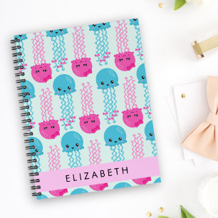 Carnet Motif de méduses, Mignonne méduse, Mer, Votre nom