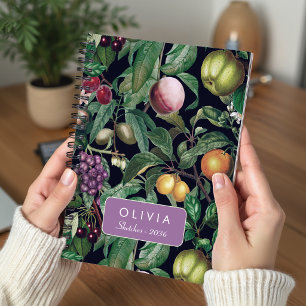 Carnet Motif de monogramme élégant de fruits tropicaux no