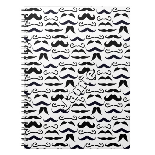 Carnet Motif de moustache noir et blanc (Devant)