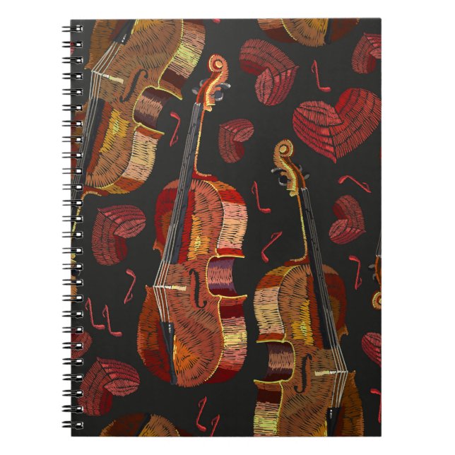 Carnet Motif de musique violon Red Heart (Devant)