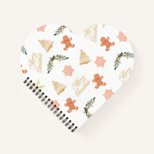 Carnet motif de noël avec biscuits d'arbre de noël