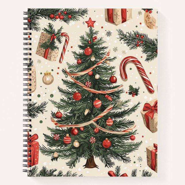 Carnet Motif de Noël floral Poinsettia (4) (Devant)