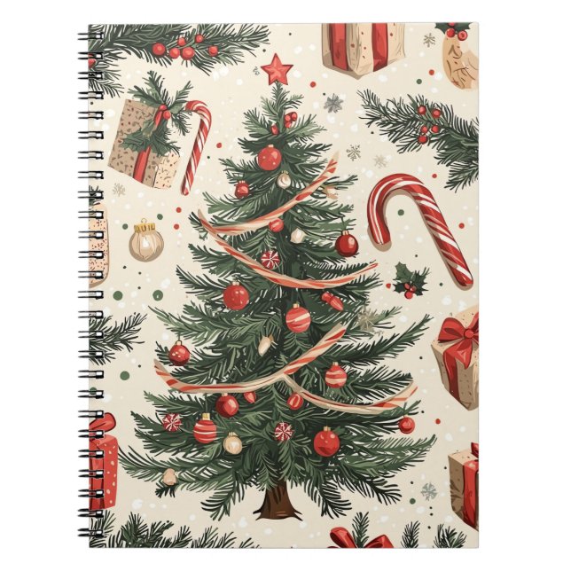 Carnet Motif de Noël floral Poinsettia (4) (Devant)