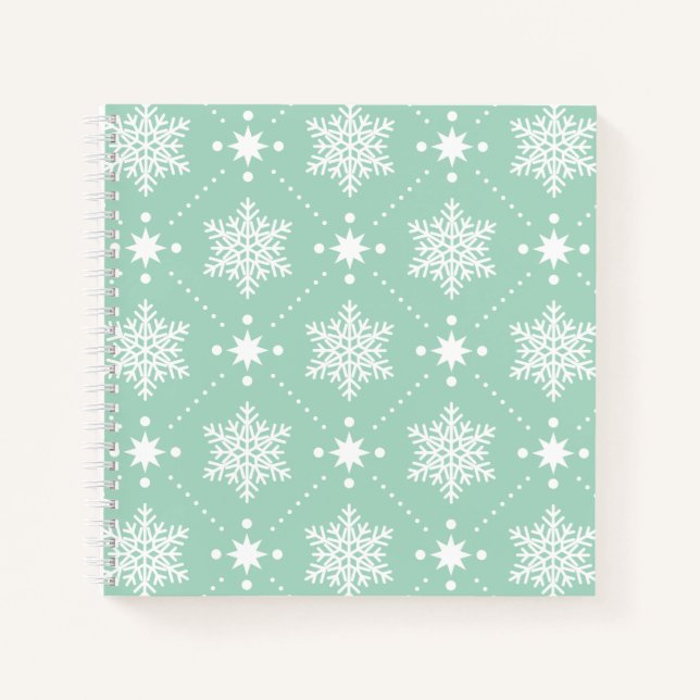 Carnet Motif de Noël Mint Green White (Devant)