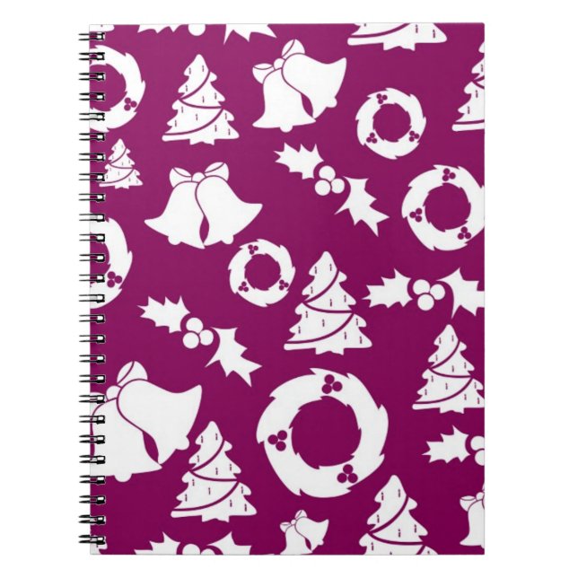 Carnet Motif de Noël pourpre (Devant)