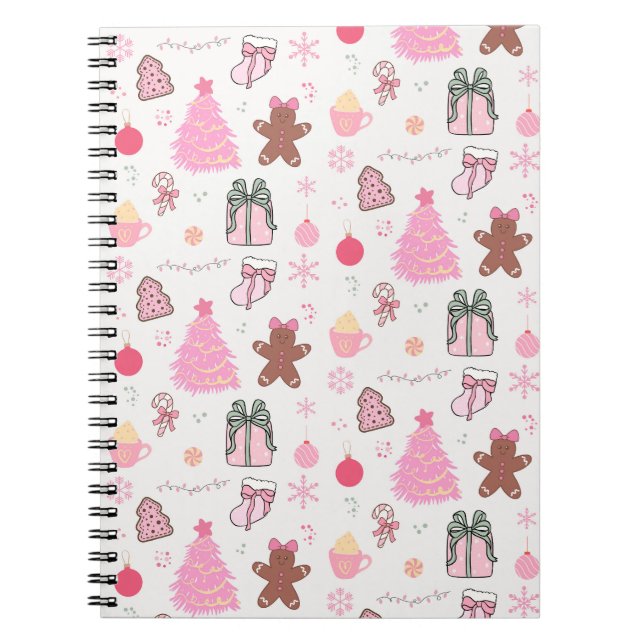 Carnet Motif de Noël rose (Devant)