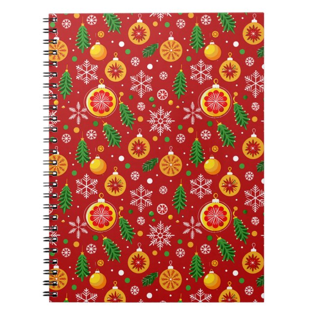 Carnet Motif de Noël rouge (Devant)