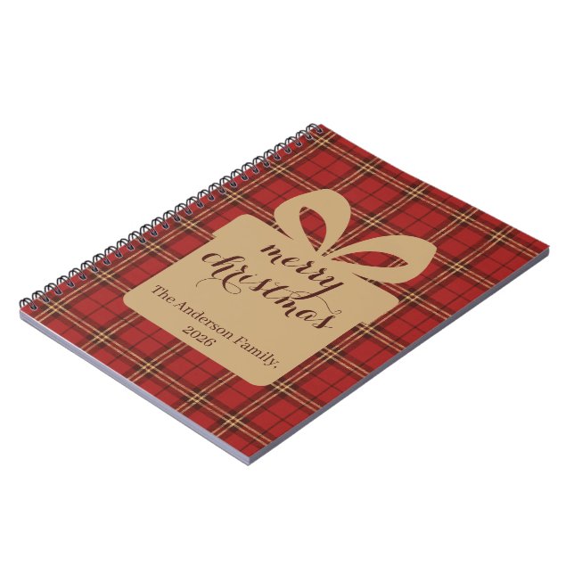 Carnet Motif de Noël Rouge Plaid - (Côté gauche)