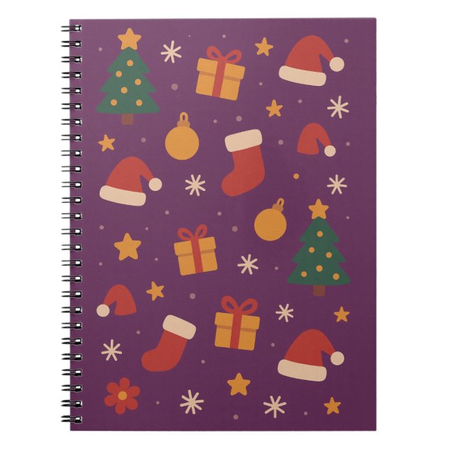 Carnet Motif de Noël Violet Esthétique – Joli Vacances  (Devant)