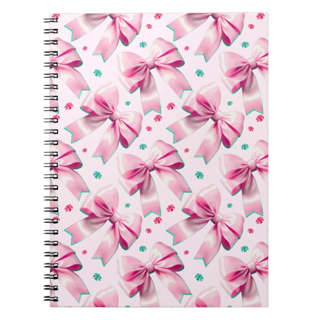 Carnet Motif de nœud coquette rose (Devant)