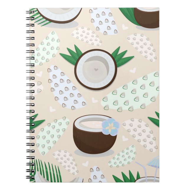 Carnet Motif de noix de coco coloré (Devant)