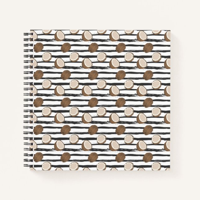 Carnet Motif de noix de coco sur Grunge Stripes (Devant)