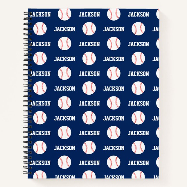 Carnet Motif de nom de baseball bleu marine (Devant)