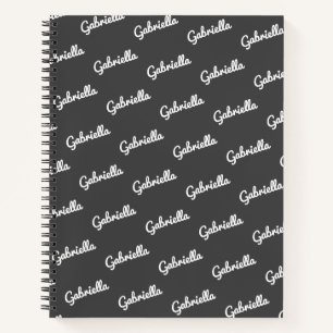 Carnet Motif de nom de script personnalisé Noir et Blanc