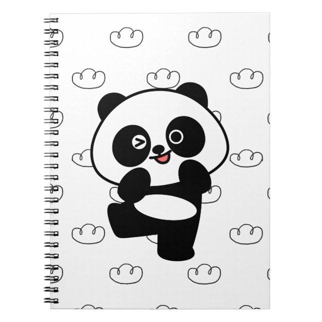 Carnet Motif de nuage de panda clignant d'œil Art Kawaii (Devant)