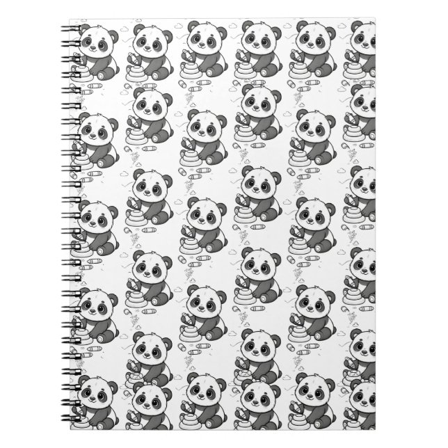 Carnet Motif de page de coloriage de panda mignon (Devant)