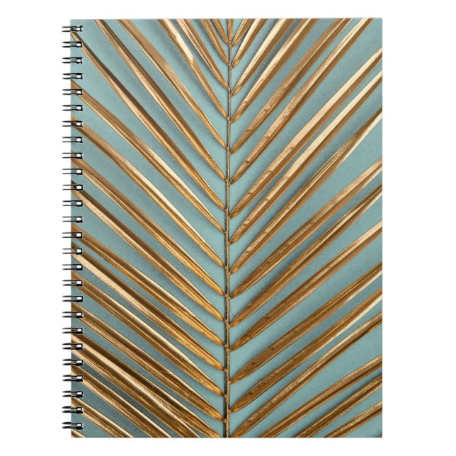 Carnet Motif de palme tropicale peint en or (Devant)
