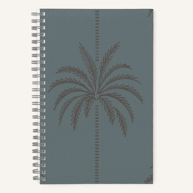 Carnet Motif de palmier minimal bleu gris tropical  (Recto)