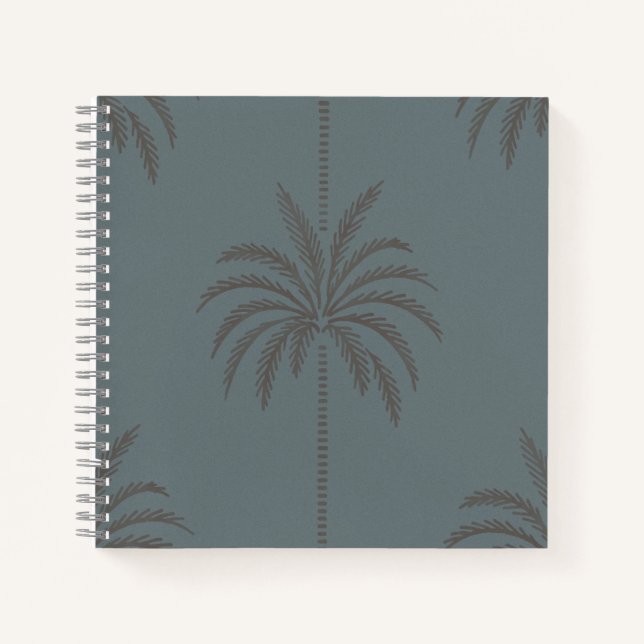 Carnet Motif de palmier minimal bleu gris tropical  (Devant)