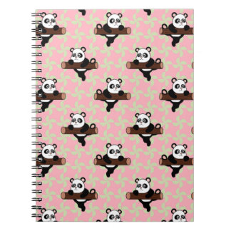 Carnet Motif de panda mignon sur fond rose – Sans couture