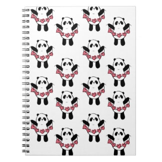 Carnet Motif de panda mignon tenant des cœurs