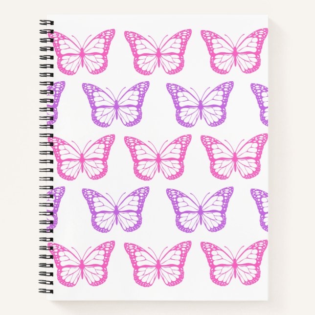 Carnet Motif de papillon floral rose rétro (Devant)