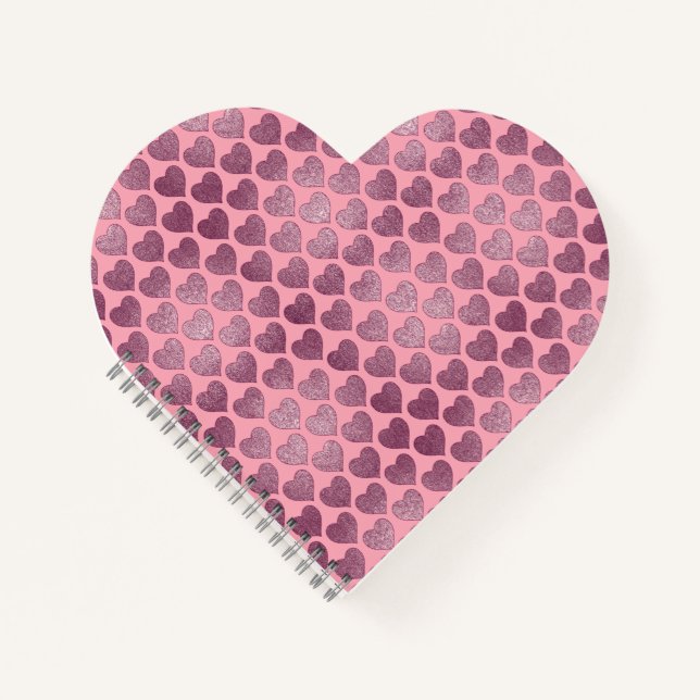 Carnet Motif de Parties scintillant de coeur (Devant)