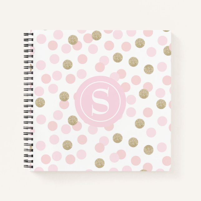 Carnet Motif de Parties scintillant Monogram Pink et Faux (Devant)