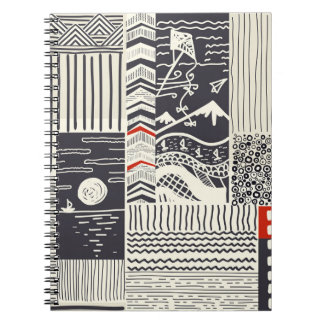 Carnet Motif de patchwork sans couture de doodles abstrai