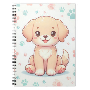 Carnet Motif de patte de chiot pastel Kawaii