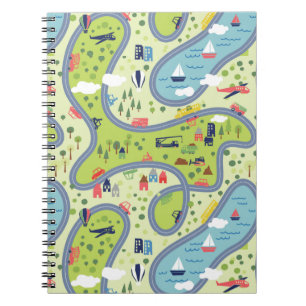 Carnet Motif de paysage de promenade en voiture d'enfants
