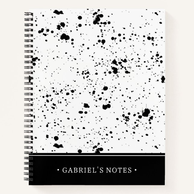 Carnet Motif de peinture noire | Ajouter Votre Nom (Devant)