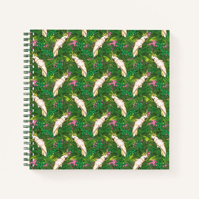 Carnet Motif de perroquets avec Feuilles de palme (Devant)