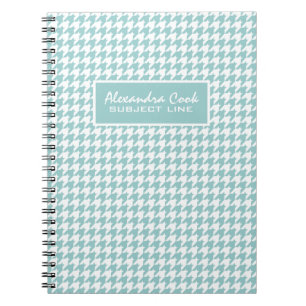 Carnet Motif de pied de bleu clair et blanc monogramme