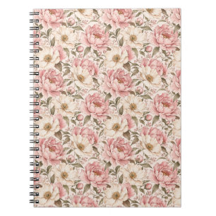 Carnet Motif de pivoines fleuries vintage