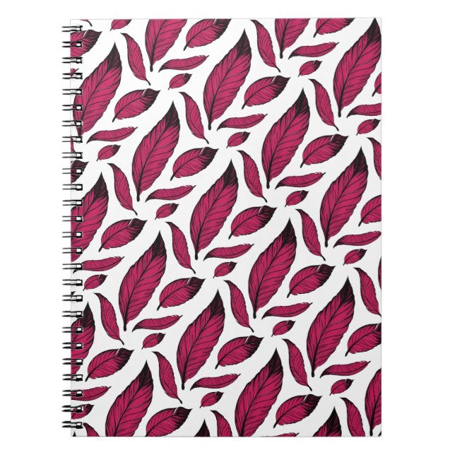 Carnet Motif de plume rose vibrant (Devant)