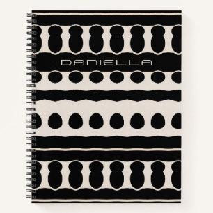 Carnet Motif de point de ligne ethnique noir blanc