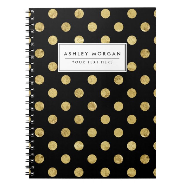 Carnet Motif de point élégant de polka de feuille d'or - (Devant)
